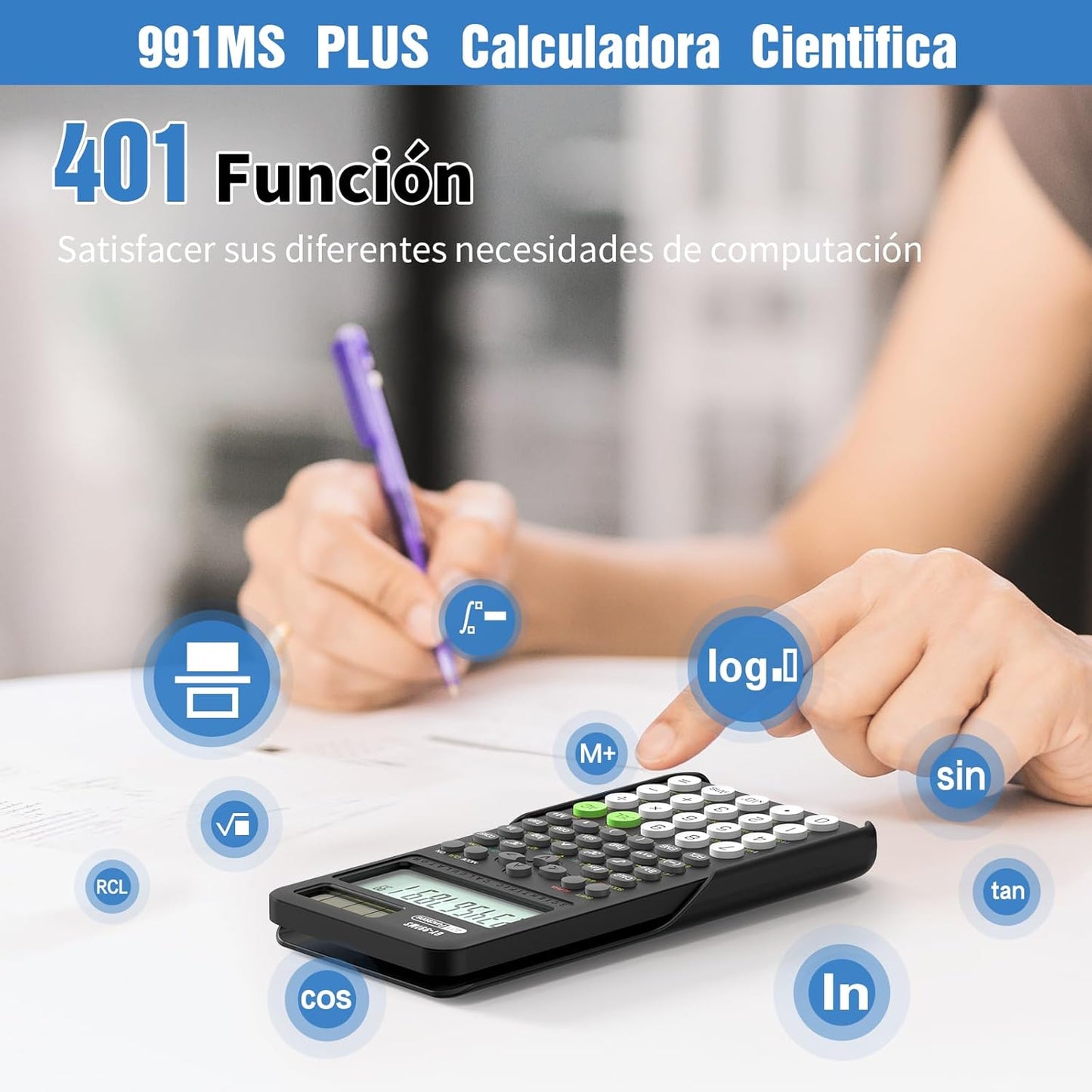 Scientific Calculator for Students, 991 MS Science Calculator for Middle and High School Supplies Calculator with Cover (Black)