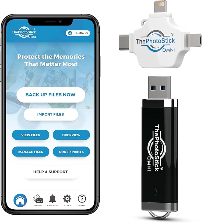 ThePhotoStick Omni 128GB (2 Pack) - Secure Photo & Video Backup | ThePhotoStick Omni Protective Case - Water Resistant & Shockproof USB Storage
