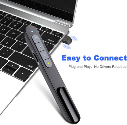 Wireless Presenter Remote Presentation Pointer Clicker with Hyperlink & Volume Control USB PowerPoint Slide Advancer