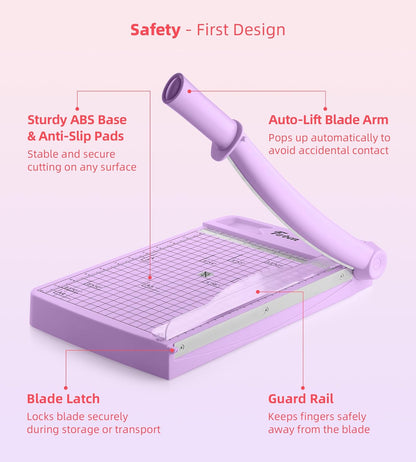 Firbon 12" Guillotine Paper Cutter, Heavy Duty 12-Sheet Capacity Trimmer for Cardstock, Photos, Scrapbooking, Office, Classroom, Studio (Purple)