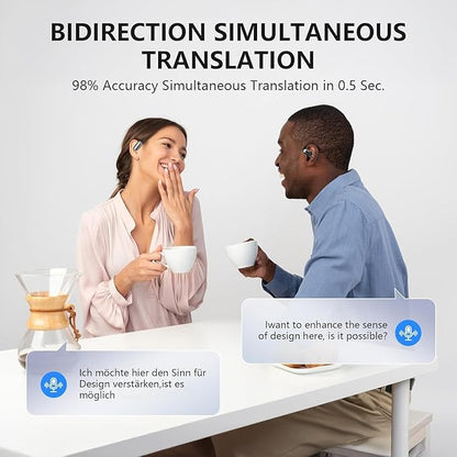 Translation Earbuds Real Time - AI 144 Language Translator Earbuds, Audifonos Traductores Inglés Español, 3-in-1 Translating Device, Translate Ear Buds for Travel Business Learning with Charging Case