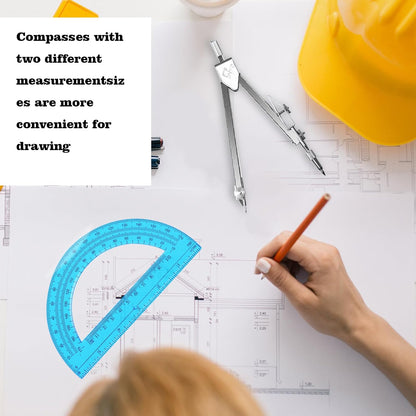 Students Geometry Math Set, Drawing Compass and 6 Inch Transparent Swing arm Protractor 180 Degree Math Protractor (Blue)