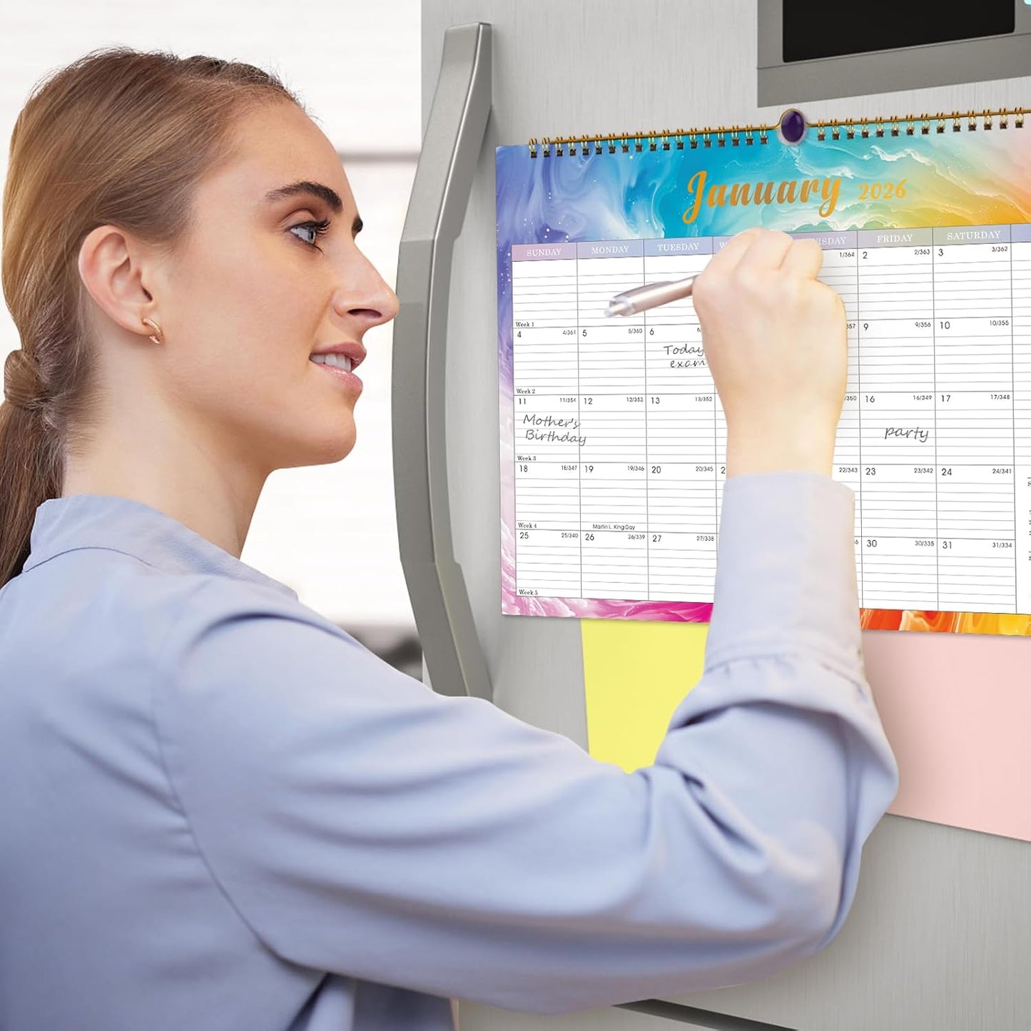 Lbylyhxc Calendar 2026 - 18 Monthly Wall Calendar 2025-2026 from July 2025 to December 2026, 14.8 x 11.5 Inches.Thick Paper includes major holidays and dedicated space for notes and important dates (Calendar 2025-2026 rainbow)