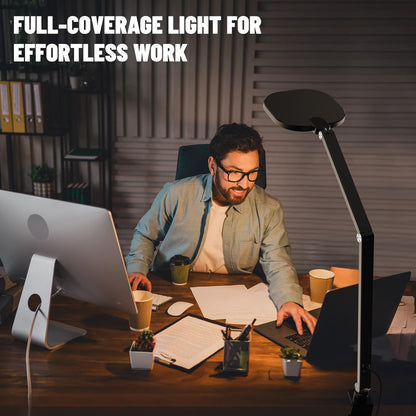 Led Desk Lamps for Home Office, Eye-Care Architect Light with Clamp, Dimmable Zoom Lighting with 3 Color Modes & 10 Brightness, Smart Computer Ring Light for Video Calls, Conference, Reading