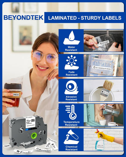 30PK Tz Tape 12mm 0.47 Laminated White Compatible with Brother P Touch Label Maker Tape 12mm 0.47 White Refill TZe-231 Label Tape for Brother P-Touch Label Maker PT-D210 PT-H110 PT-D220