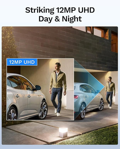 LongPlus Smart 12MP 8CH Home Security Camera System, 4Pcs Wired PoE IP Cameras System Outdoor with Person/Vehicle Detection, 12MP 8CH NVR with 2TB HDD for 24-7 Recording, LP12ME84D1