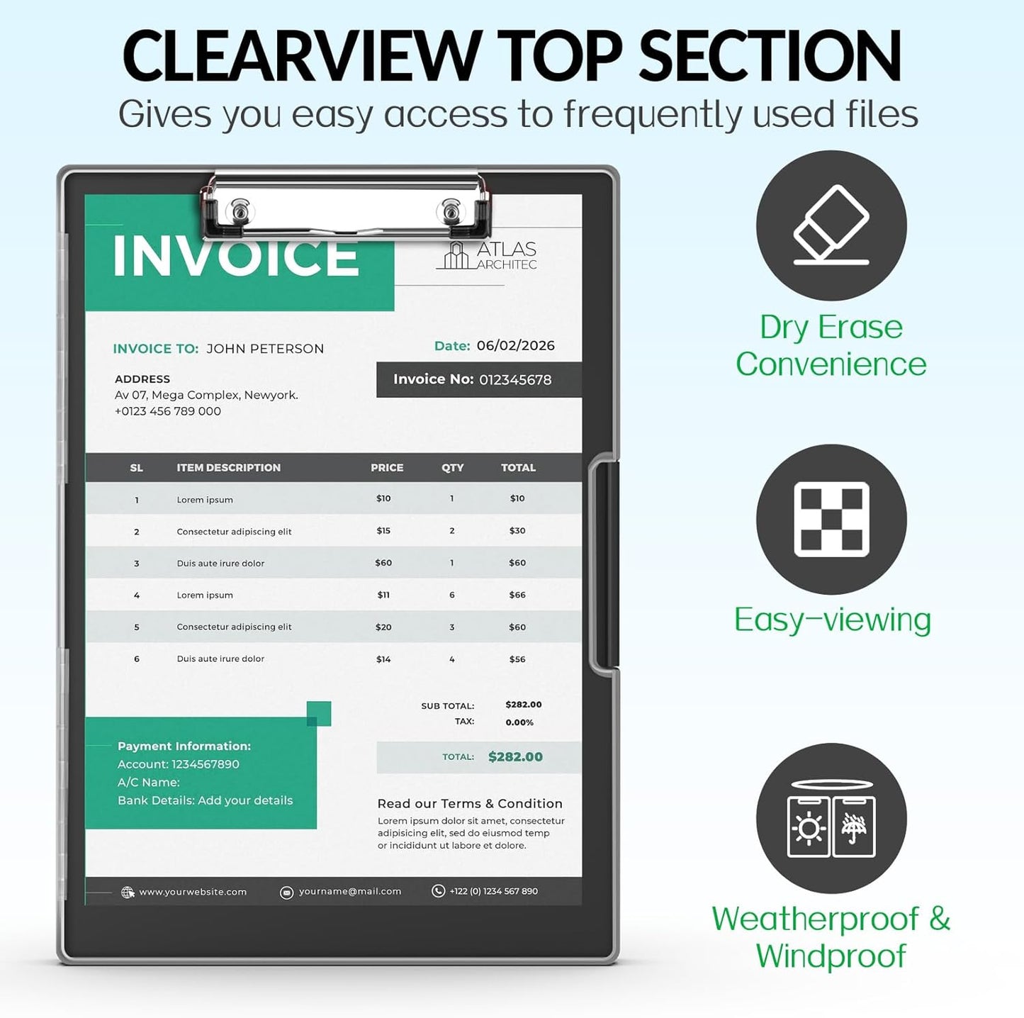 Sooez Clipboard with Storage, Heavy Duty Cleaview Clip Boards 8.5x11 with Dual Storage, Dry Erase Plastic Nursing Clipboard, High Capacity Clipboards Folder for Teacher Nurse, School & Office Supplies