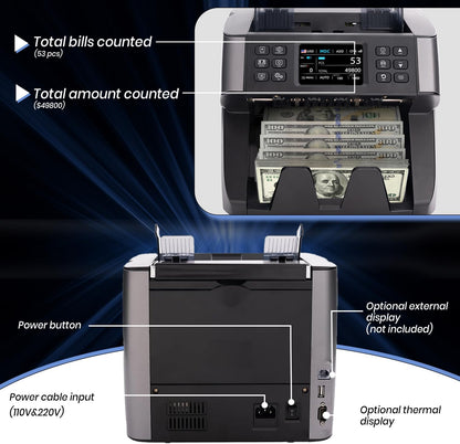 Pro 5500 Money Counter Machine, Mixed Denominations, Professional Value Counting, Counterfeit Detector, Fast & Accurate Cash Counter with 2 Year Warranty