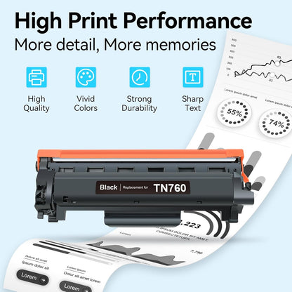 LEMERO UEXPECT TN760 Toner Compatible for Brother Printer Replacement for Brother TN760 TN-730/TN-760 TN730 High Yield for MFC-L2710DW MFC-L2717DW HL-L2350DW HL-L2395DW DCP-L2550DW Printer, 4 Pack