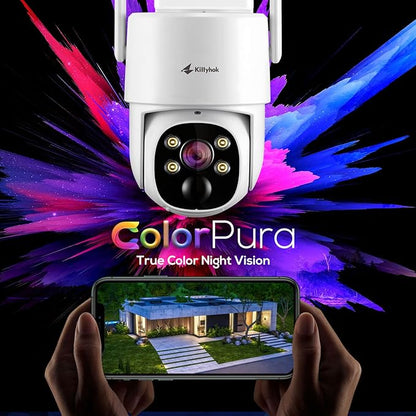 Kittyhok Outdoor Solar Security Camera System Wireless, 10pcs 2K Solar PTZ Security Camera, Pro Color Night Vision, Human Detection, 360 Viewing, 10CH NVR, Local Storage, KSBL40T4 Bundle with BLY4