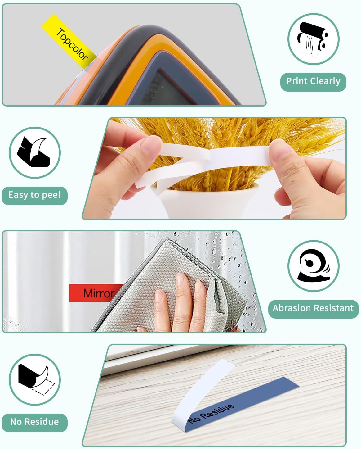 6-Pack 12mm 0.47" Laminated Label Tape Compatible for Brother P Touch Label Tape Tze Tz 12mm 0.47" Multi-Color Tze 231 131 431 531 631 731 1/2" Inch for PT-D220 PT-D210 PT-H130W PT2430 PTD400