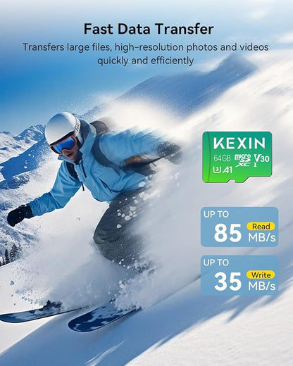 KEXIN Micro SD Card 64GB 5 Pack microSDXC Memory Card Class 10 Micro SD Card High Speed Up to 85MB/s, C10, U3, V30, A1