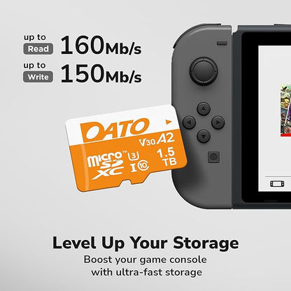 DATO 256GB Advance Plus microSDXC Memory Card w/Adapter, UHS-I, C10, U3, V30, A2, 4K UHD, Up to 160/150 MB/s, for Mobile Phones, Tablets, Gaming Consoles, Cameras, Drones, and Professional Equipment