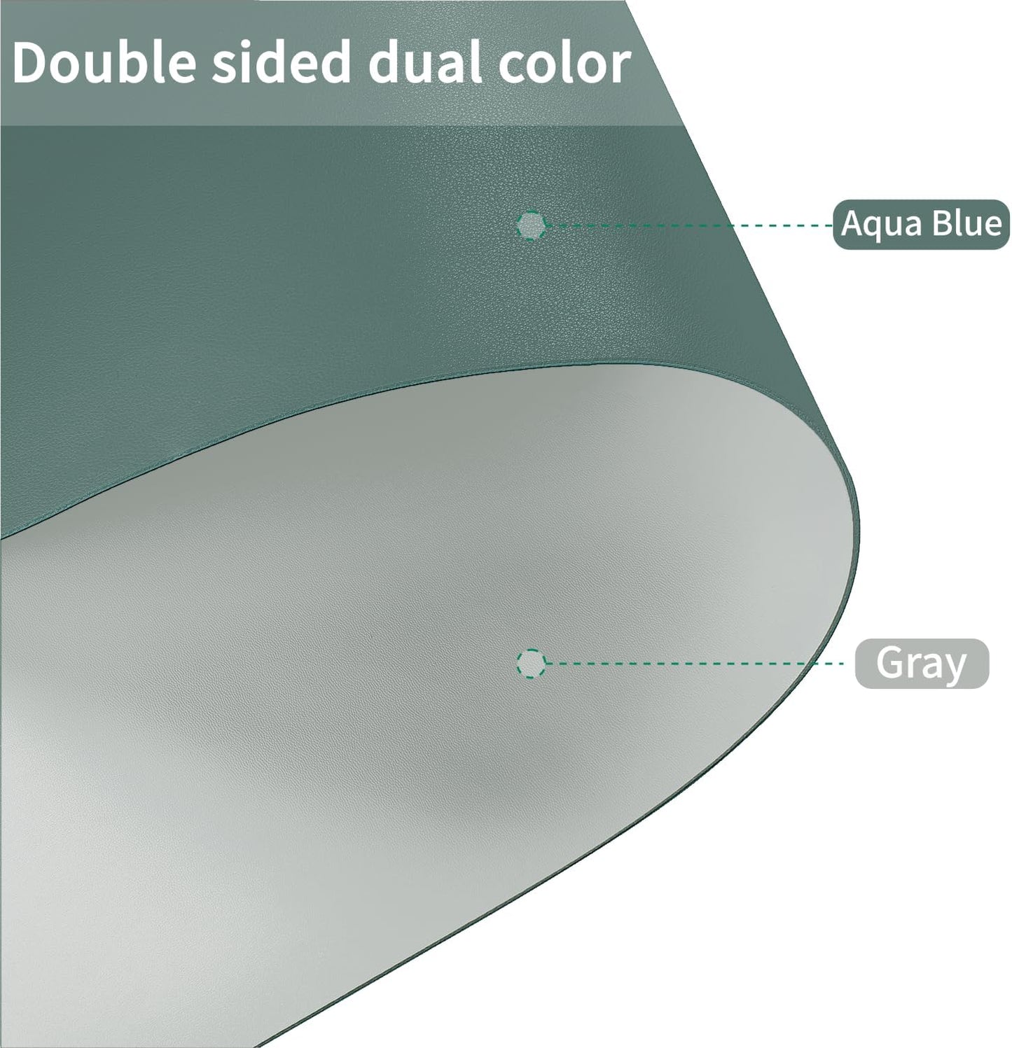 Leather Desk Mat,1.8mm Thick,16x60 Inch Desk Cover,Desk Protector Mat,Dresser Cover Top,Leather Table Cover,Side Table Cover,Office Desk Cover,Office Table Cover(Aqua Blue+Gray,16x60)