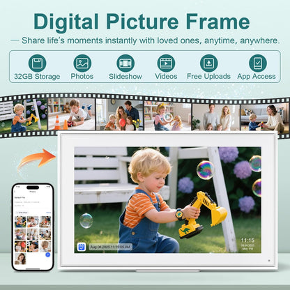 Digital Calendar, 15.6inch Smart WiFi Digital Calendar&Chore Chart, 1920 * 1080 IPS Touch Screen HD Display for Family Schedules, Wall-Mounted, Share Moments Instantly from Anywhere (White, 15.6 inch)