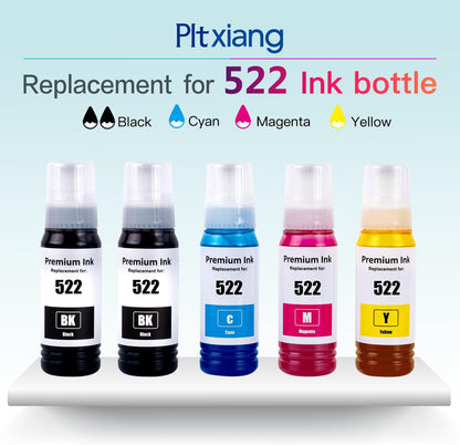 Compatible with Epson 522 Premium Ink Refill Bottles, Non Sublimation Ink Suitable for ET-2803 ET-2800 ET-2720 ET-4800 ET-2400 Printing (5 Bottles)