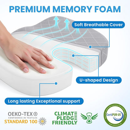 TushGuard Office/Car Seat Cushion, Non-Slip Sciatica & Back Coccyx Tailbone Pain Relief Chair Pad, Memory Foam Butt Pillow for Computer Desk, Wheelchair, Driving (Light Grey, XX-Large)