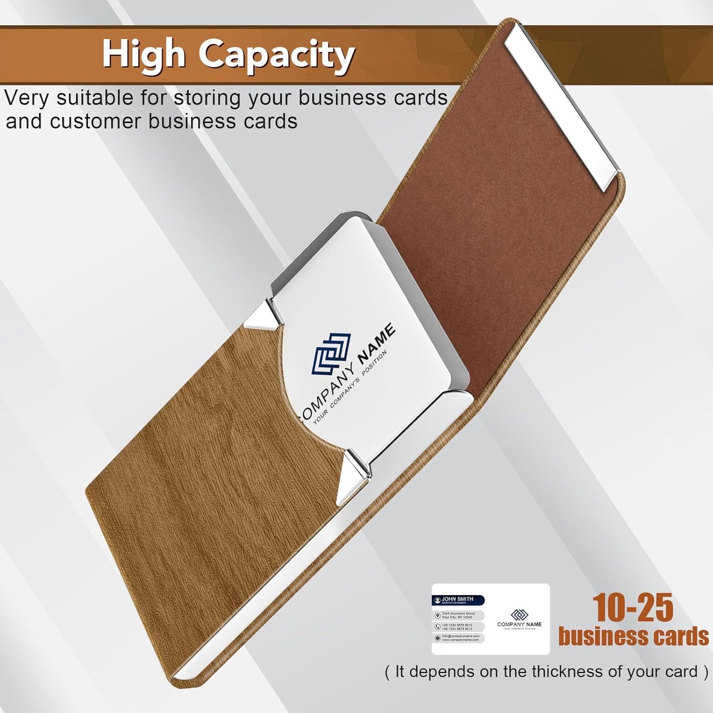 Business Card Holder with Ultra Slim Design, Business Card Case with Premium PU Leather, Suit Pocket Metal Card Holder for Women/Men, Magnetic Closure Quick Access Cards