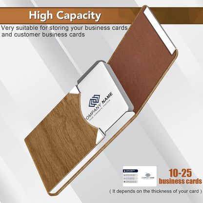 Business Card Holder with Ultra Slim Design, Business Card Case with Premium PU Leather, Suit Pocket Metal Card Holder for Women/Men, Magnetic Closure Quick Access Cards