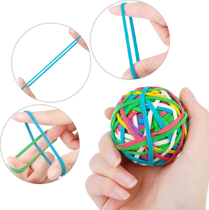 2 Pack Coloured Rubber Bands, Elastic Stretchable Band Ball Document Organizing for Office, Home, 300 Pieces