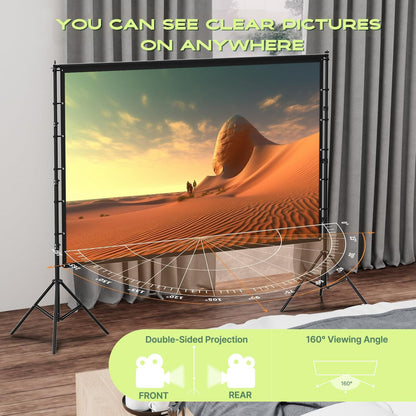 AAJK100-inch Portable Projector Screen with Stand – Elevate Your Outdoor Movie Nights with 4K HD Clarity and Lightweight Convenience