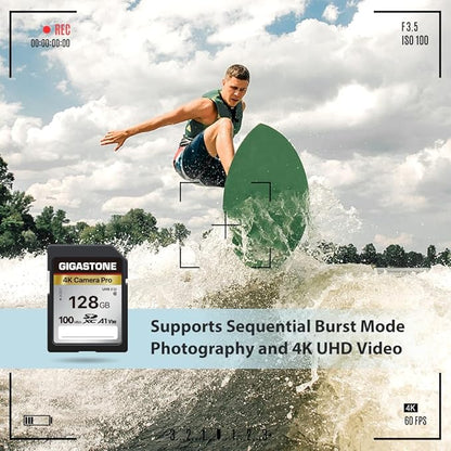 【5-Years Data Recovery】 GIGASTONE 128GB SD Card 10-Pack, 4K Camera Pro, A1 V30 SDXC Memory Card 4K UHD Video Compatible with Canon Digital Camera, with 10 Mini Cases