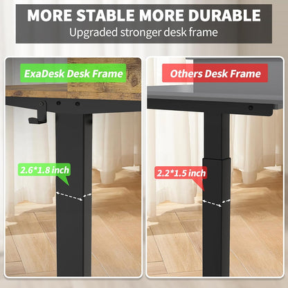 55 x 30 Inch Electric Standing Desk with 2 Drawers, Adjustable Height Widened Stand Up Desk with Storage, Sit to Stand Ergonomic Workstation for Home Office, Rustic Brown