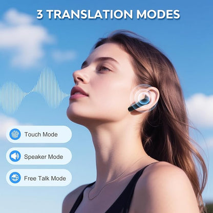 Translation Earbuds,Real Time Noise Cancelling Wireless Earbuds,144 Translation Languages Bluetooth Headphones,Fast Reaction Translation Device (Black)