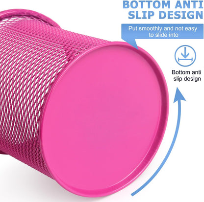Tamaki Pen Holder Cup for Desk, Wire Mesh Pencil Cup Holder for Desk Office Pen Organizer (Pink)