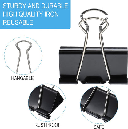 Binder Clips Assorted Sizes Including Extra Large Medium Small Mini and Micro, Office Supplies File Clamps Paper Clips, 6 Sizes in 6 Boxes, 208 PCS Metal Black Clamps for School