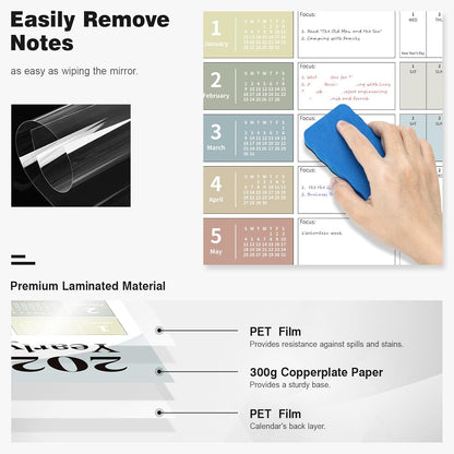 Ospelelf 2025 Wall Calendar Large 32'' x 48'' Dry Erase Laminated Calendar for Wall, 12 Month Family Calendar, Use Jan 2025 - Dec 2025 (Morandi)