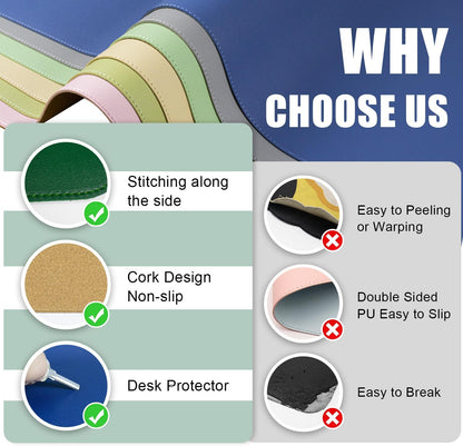 Large Desk Pad, 47.2'' x 23.6'', Office Desk Mat, Computer Mat for Desk, Leather Desk Pad Protector, Sewing Desk Blotter, Desktop Writing Pad for Office/Home/Decor Dark Green