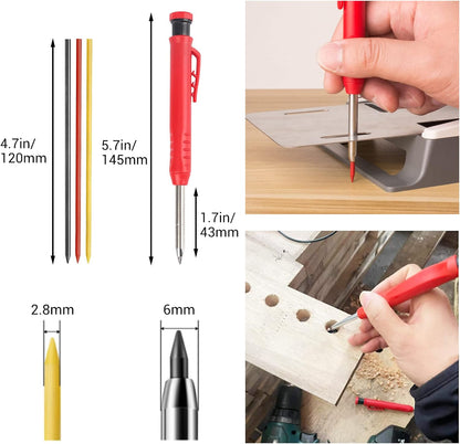 Gegong 24 Pieces 2.8 mm Diameter Solid Carpenter Pencil Set Pencil Refills for Carpenter Carpenter Marker Woodworking Mechanical Pencil (Yellow Refill)