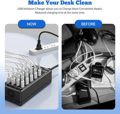 USB C Charging Station, USB Charger Station Block, 24-Port 100W (20A) Charging Block, Charging Station for Multiple Devices USB Wall Charger Power Hub,Compatible Samsung S24/iPhone/Google