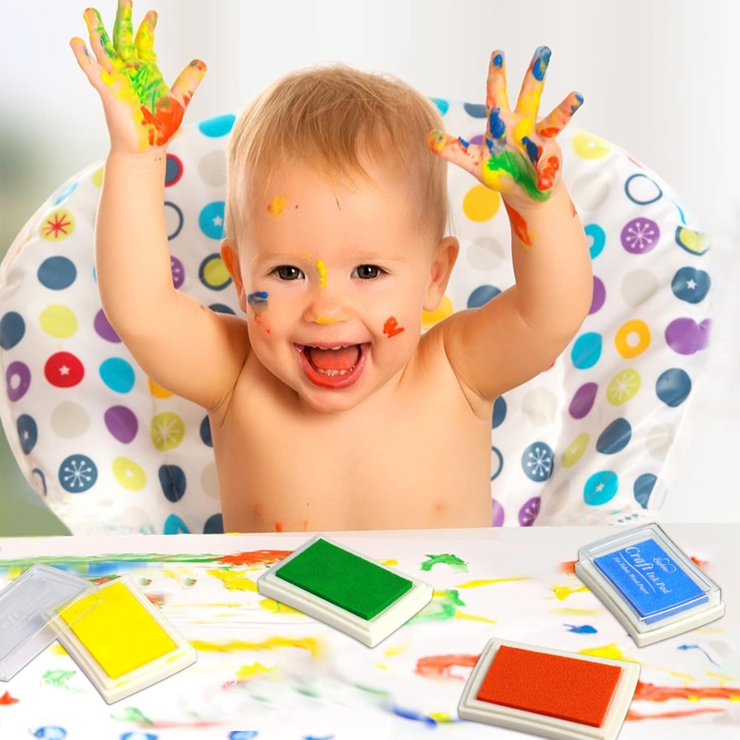 Craft Ink Pad for Rubber Stamps, Paper, Wooden, Fabric, Scrapbooking, Non-Toxic Finger Ink Pads for Kids (Grass Green)