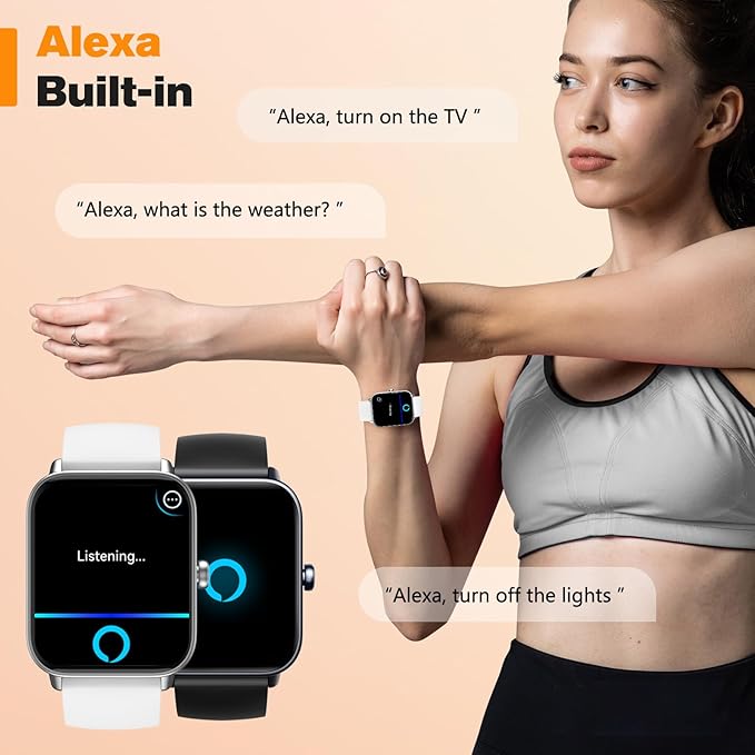 Fitpolo Smart Watch for Men Women,1.8” Touchscreen, Bluetooth Call, Alexa Built-in,24/7 Heart Rate,SpO2 Monitor,Step Counting,Sleep Tracking, IP68 Waterproof Fitness Tracker Watch for Android iPhone