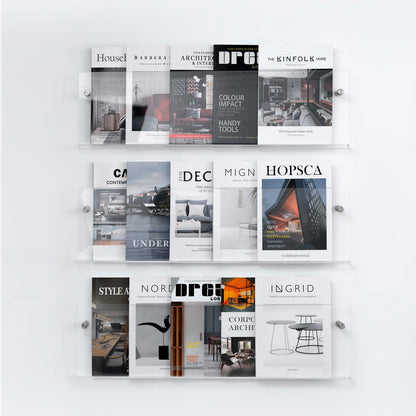 Clear Acrylic Brochure Holder Wall Mount 3 Tier, Hanging Bookshelf Magazine Rack Literature Storage Rack for Waiting Room, Living Room, Office, Home Display