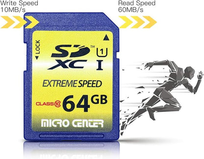 INLAND 64GB Class 10 SDXC Flash Memory Card Standard Full Size SD Chip USH-I U1 Trail Camera by Micro Center