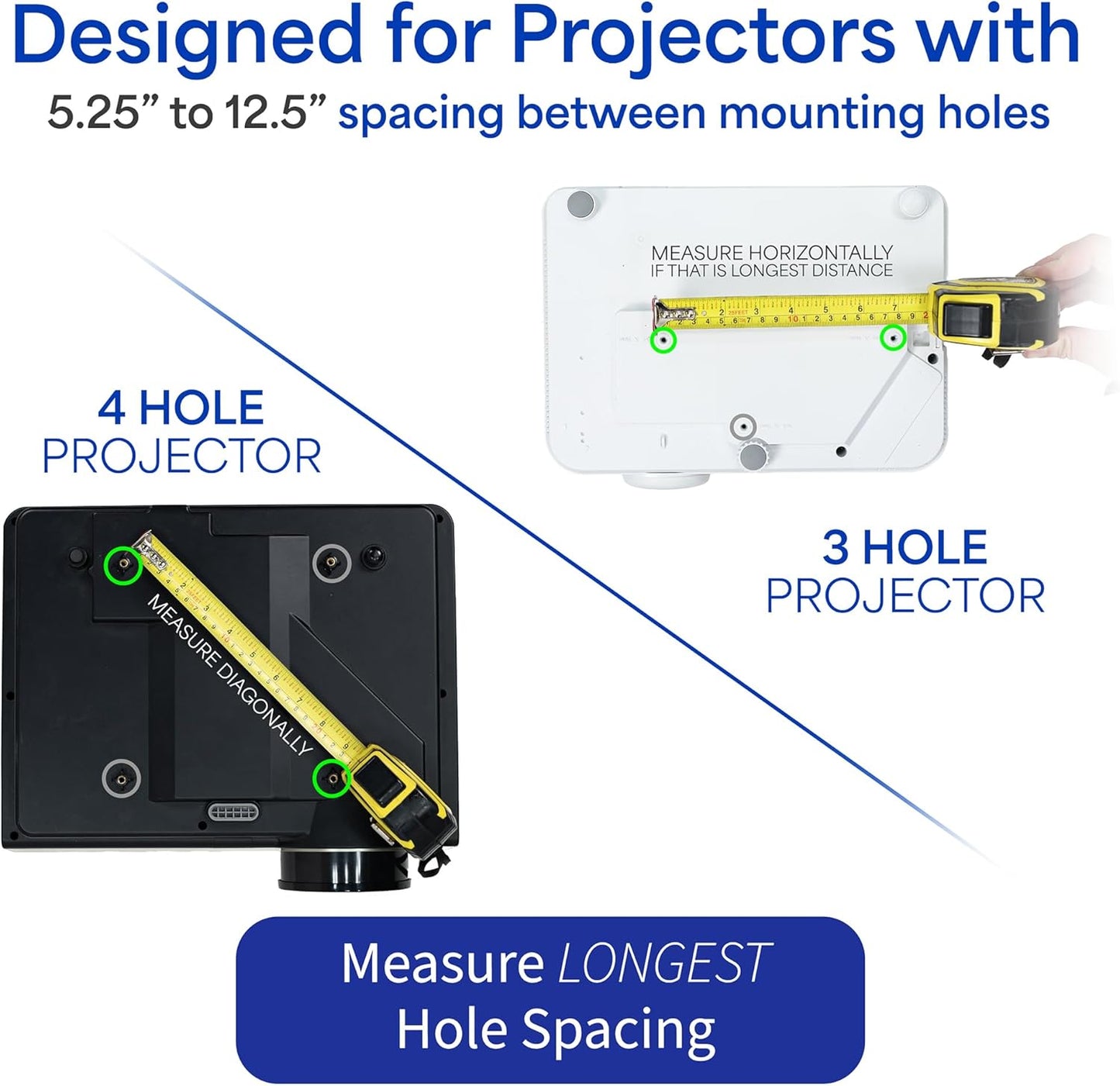 VIVO Universal Adjustable 2 x 2 feet Drop Ceiling Projector Mount, Suspended Drop-in Ceiling Tile Projection Mounting Kit, for Office Home or School, White, MOUNT-VP07DP