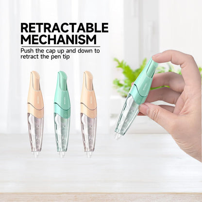 White Correction Tape, Retractable Refillable Correction Tape, With Smooth Pull Out Tape Applicator, Aesthetic Cute Correction Pen for Office Supplies