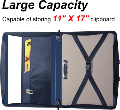 Acocony 11x17 Portfolio with Zipper Closure PP Material Oxford Cloth Edge Waterproof Blue 1 Pack