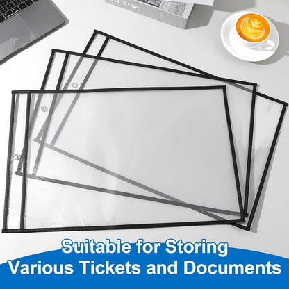 20 Pack Job Ticket Holders, 19 x 12 Inch Dry Erase Pockets Paper Sleeves Reusable Shop Ticket Protectors Writable and Erasable Document Cover for Work Orders Classroom Use