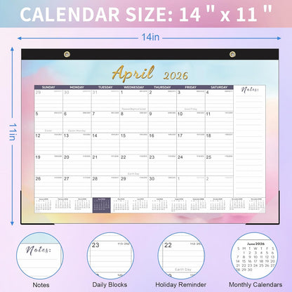 Gannyfer Calendar 2025-2026, Desk/Wall Calendar July 2025-Dec 2026, Magnetic Calendar for Refrigerator, 14" x 11", 18 Monthly Yearly Small 2026 Calendar for Office, Home or School (3 Stickers)