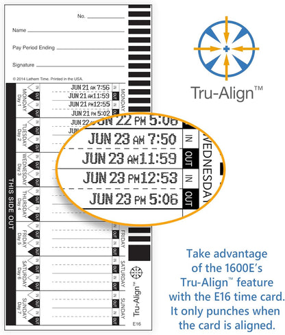 Lathem 1600e Time Clock Punch Machine & Document Stamp, Time Keeping System with Tru-Align Cards (5.7 X 6.3 X 7.2 Charcoal Gray)