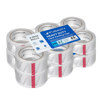 FugaCity Heavy Duty Clear Packing Tape Refills (12 Rolls), Packaging Tape for Moving Sealing, Moving Supplies Shipping Tape,2.7 Mil Thick, 1.88 in Wide,65 Yards Per Roll,Total 780 Yards