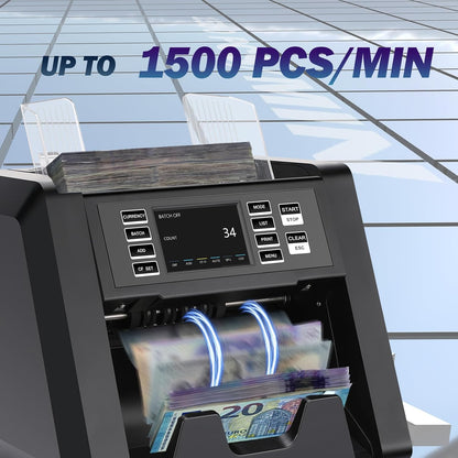N70A Business Grade Money Counter Machine with 2CIS/UV/MG/IR Counterfeit Detection, Serial Number Reading,Mixed Denomination,Bill Counter High Speed for Store, Small Business, Office