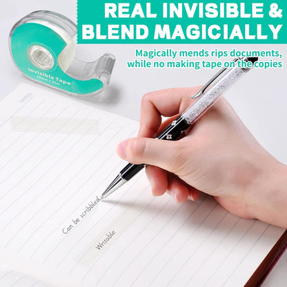 Invisible Clear Tape Bulk with Dispenser, 6 Pack Transparent Tapes Frosted Writable, Bulk Tape Rolls 7/10 X 1000 Inches School Home Office Supplies for Gift Paper Wrapping, Art Craft, Labeling