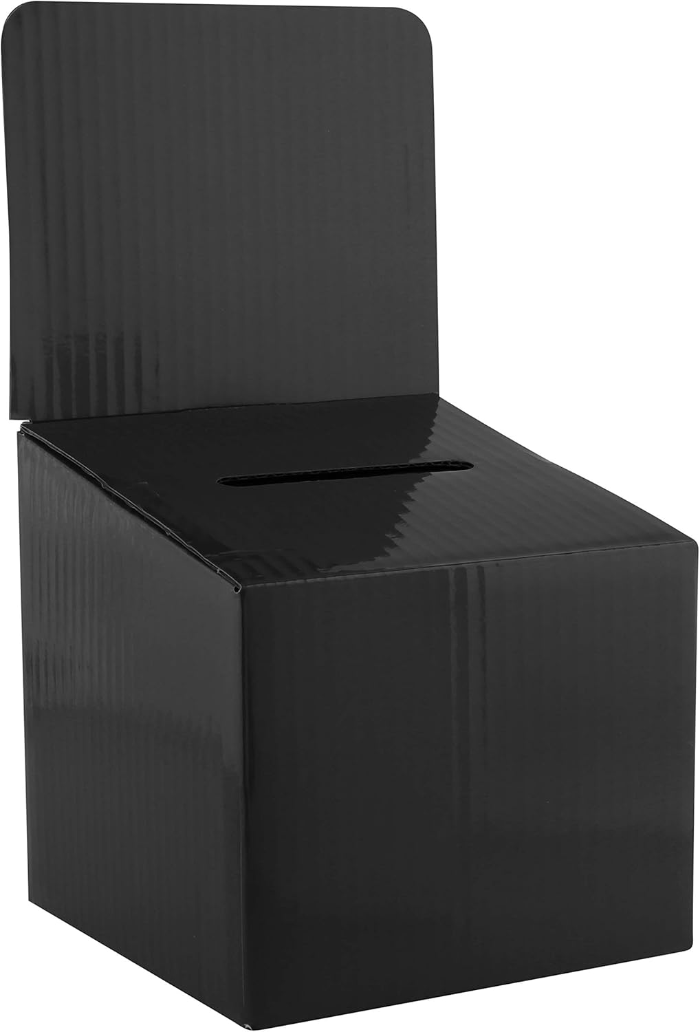 Raffle Ticket Box Donation Collection Ballot Box Reusable Sturdy thick Cardboard Box with Slot comment Suggestion Box With Removable Header 6H x 6W x 6D, Display area 6H x 6W(Black 5 pack)