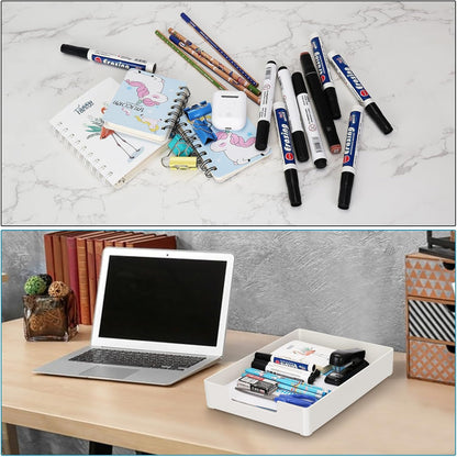 White Paper Tray Letter Size Tray Desk Organizer Holder A4 Plastic Paper Storage Stackable Letter Tray Paper Holder File Organizer for Office Supplies School Home Desk Accessories (White)