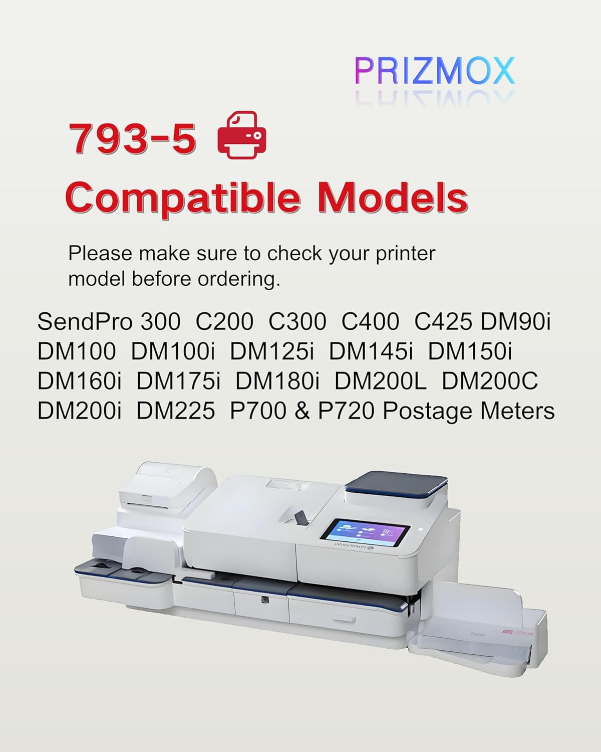 2-Pack 793-5 Red Fluorescent Ink Cartridge Replacement for Pitney Bowes 793-5 Red Ink for Postage Meters DM100i, DM125i, DM150i, DM175i, DM200L, DM225, SendPro 300, C200, C300, C400, C425, 35ml